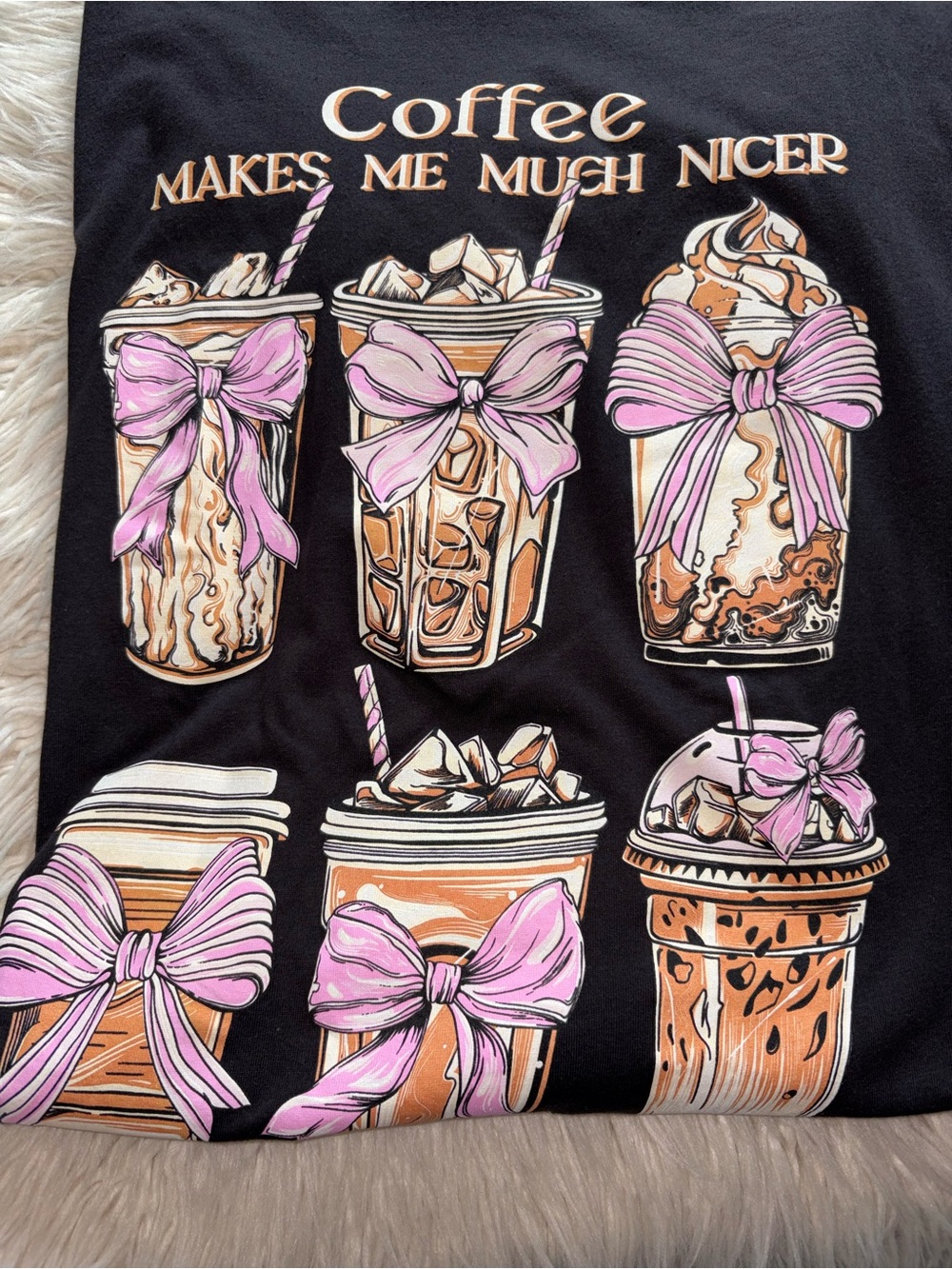 Simply Southern Coffee Makes Me Nicer Tee Women’s XL Black Pink T-shirt New - Picture 4 of 9